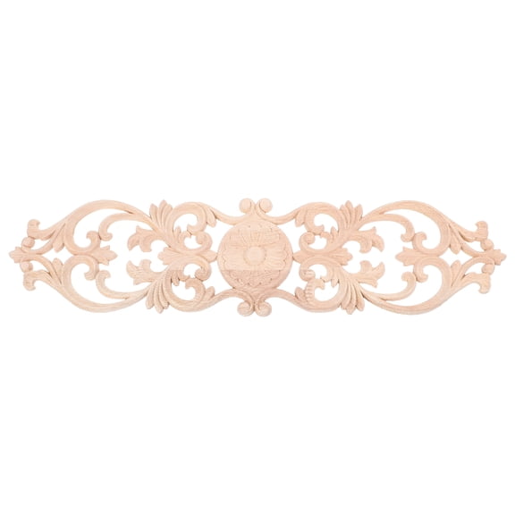 OUNONA Decorative Wood Carved Appliques Unpainted Wood Onlays Wood Trim For Cabinet Furniture Door Wall Roman Column Wood Carving