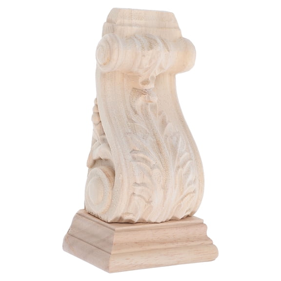 OUNONA Decorative Wooden Corbel Khaki Carving Corbel for DIY Decoration with Exquisite Design 4.5x4x2 Inches