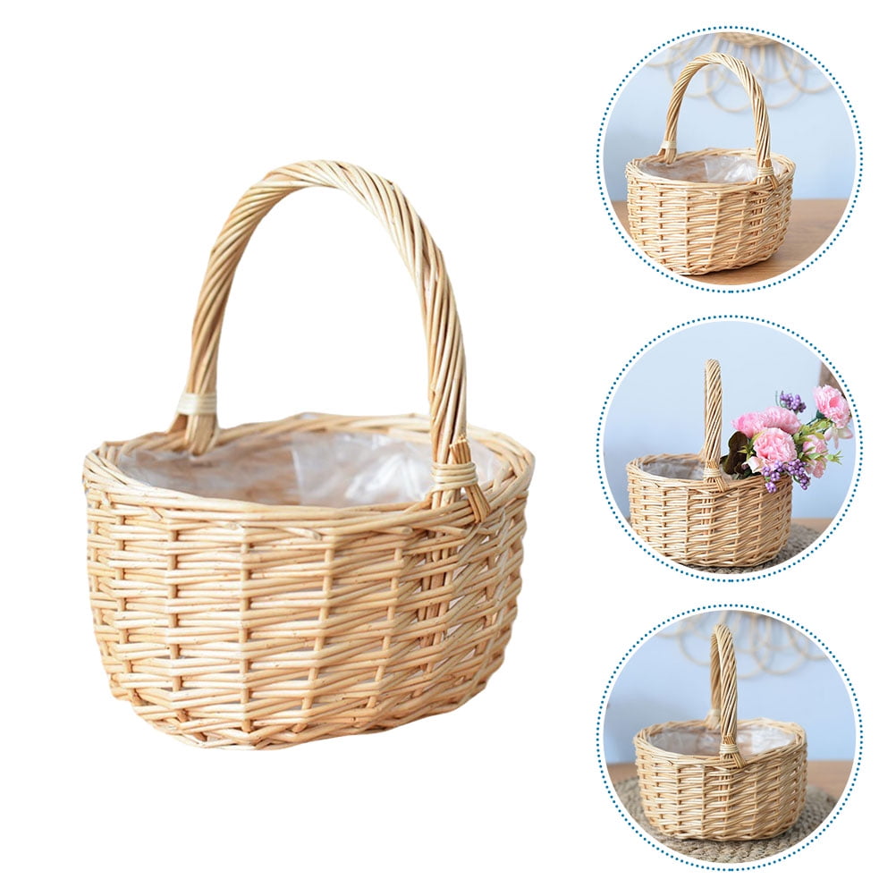 WEAVILUX multi-function picking basket Woven Basket Rattan present Home Owners Easter Celebration 1Pcs