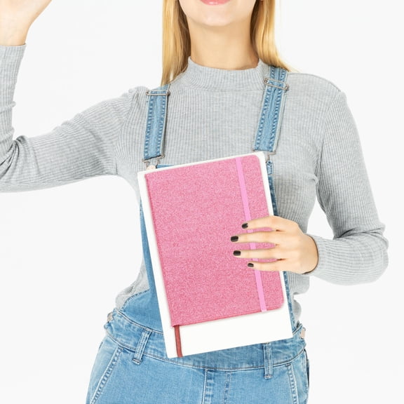 OUNONA Decorative Writing Notebook with Elastic Strap Versatile Notepads Shiny Cover Notepad Small Notebook A5 Size Glittery Notebook