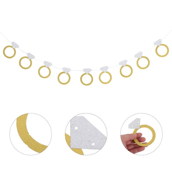 OUNONA Glittery Hanging Engagement Banner for Wedding Party Backdrop and Anniversary Decorations