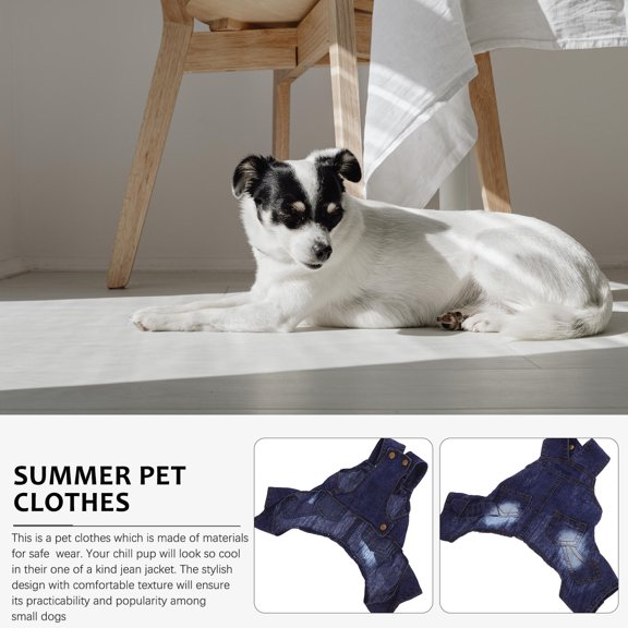 OUNONA Denim Dog Vests with Button Closure Safe Comfortable Navy Pet Clothing