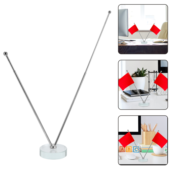 WEAVILUX Flag Pole for Office Silver Stainless Steel 1Set 17.72X3.15X3.15In