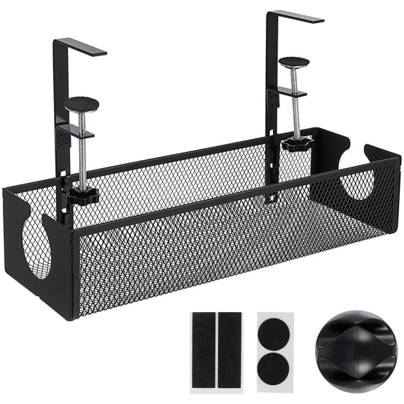 OUNONA Desk Wire Organiser Carbon Steel Black 1 Set