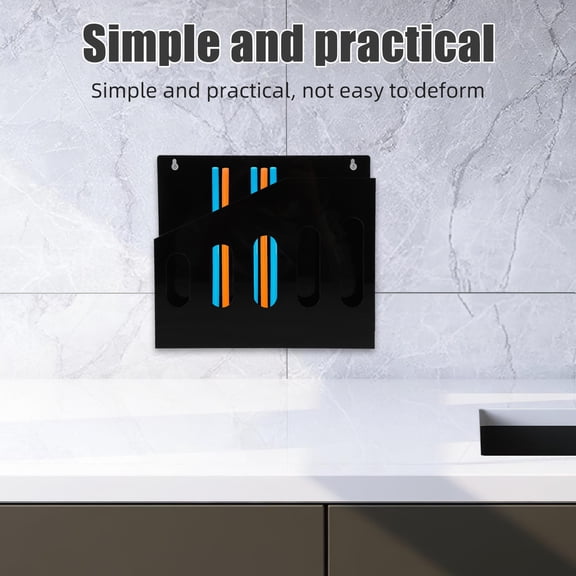 OUNONA Black Acrylic Straw Holder Dispenser with Wall Mount for Reusable Straw Storage