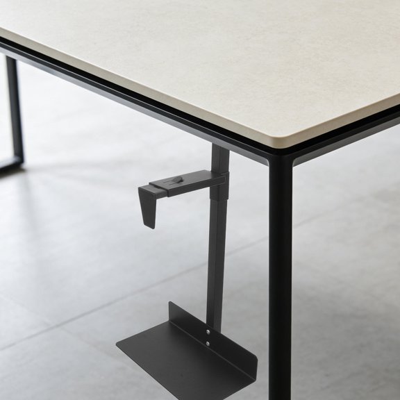 OUNONA Desktop Computer Mount Bracket in Black Metal with Enhanced Airflow for Office Workspace