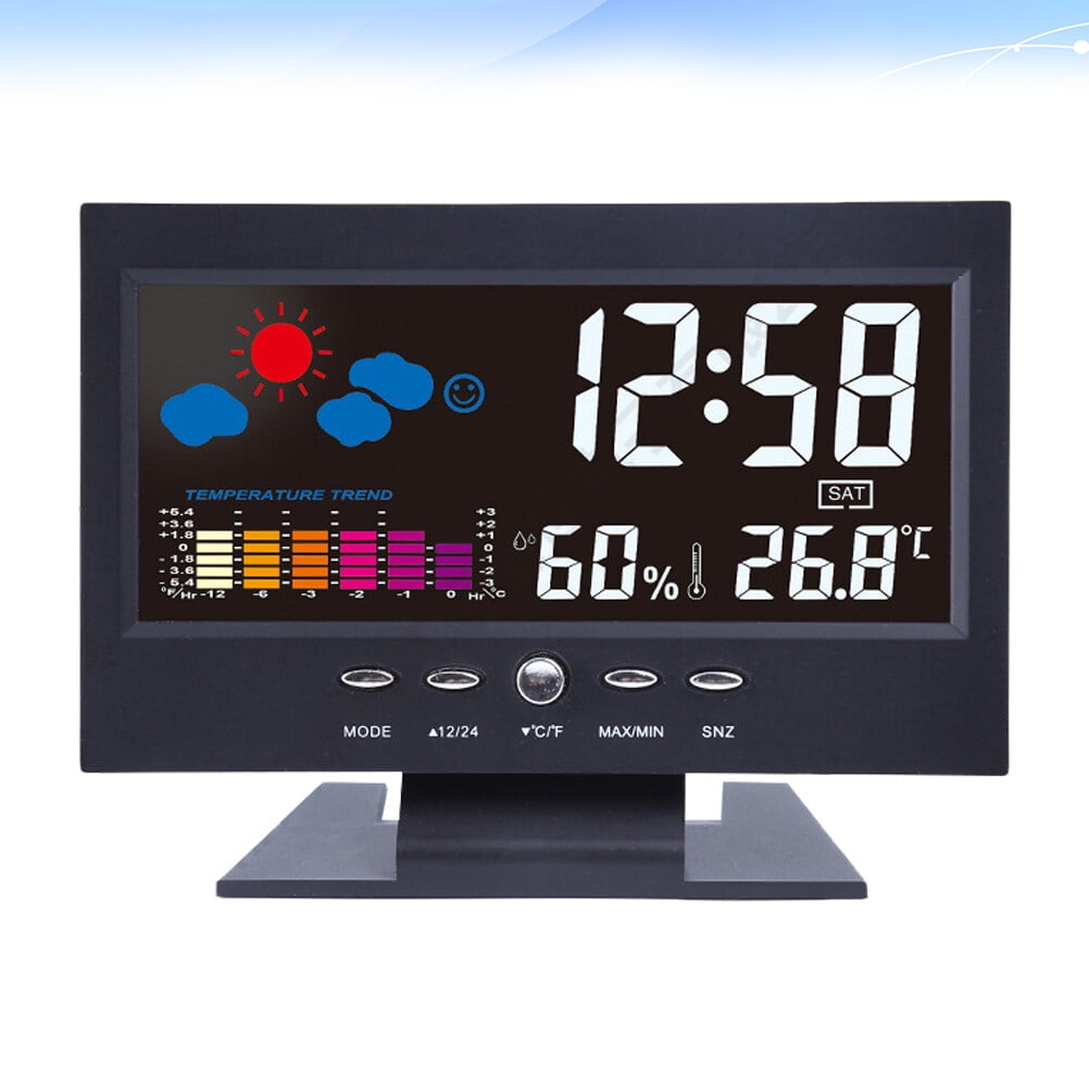 OUNONA Desktop LED Weather Forecast Clock Home Digital Calendar Alarm