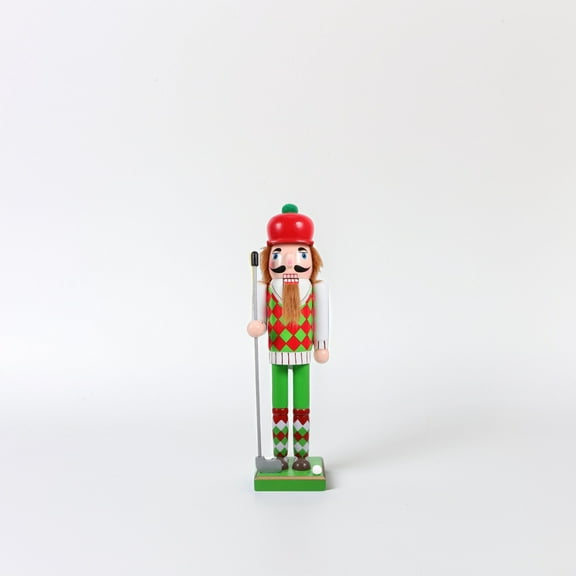 OUNONA Green Wooden Golf Nutcracker Xmas Decoration Unique Holiday Figurine