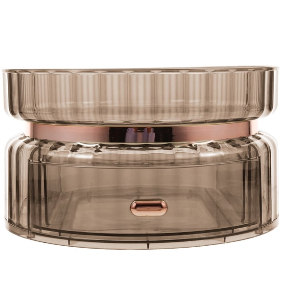 OUNONA Desktop Organizing Holder for Makeup Drawer Spinning Storage Cosmetic Grey