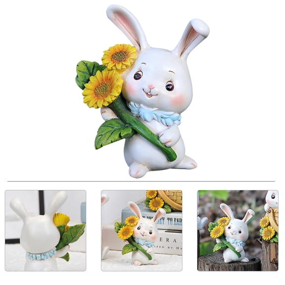 OUNONA  Desktop Ornament Adorable Rabbit Decor Bunny Figurine Large Bunnies