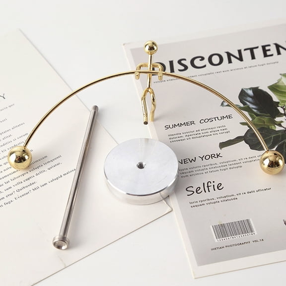 OUNONA Desktop Ornaments Tumbler Balance Ball Man 17.5X18.5X3CM Golden