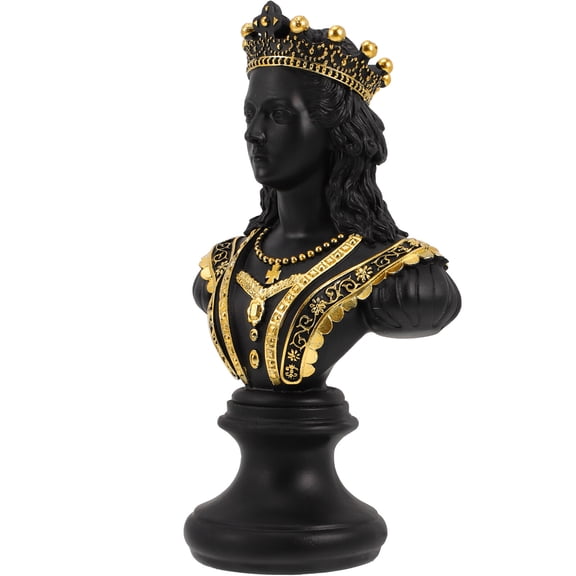 Black Resin Chess Decor for Home Office with Smooth Surface and Elegant Design 6.5 Inches