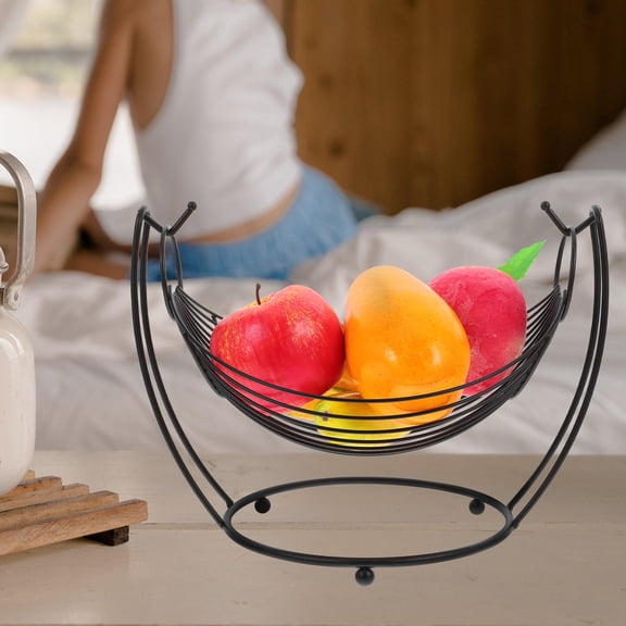 OUNONA Desktop Storage Basket Metal Wire Hollow out Basket Fruit Basket for Countertop