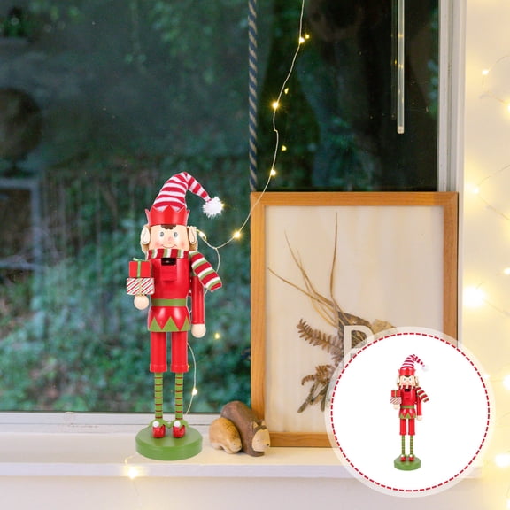 OUNONA Desktop Xmas Nutcracker Nutcracker Decoration Wooden Nutcracker Puppet Decor