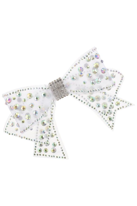 Detachable White Shoe Bow Decor with Rhinestone Crystals for Wedding and Party