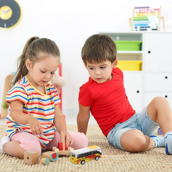 OUNONA Inertial Toy Car Model Pull Back Bus Multi Diecast Metal 1Pack