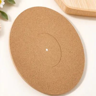 OUNONA Vinyl Record Protective Mat Cork Turntable Pad Orange Disc Mat for Home Use
