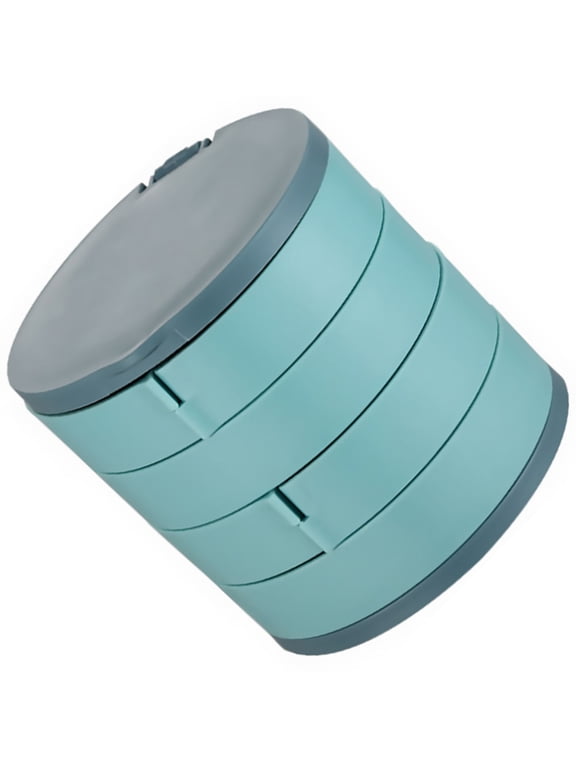 Space Saving Blue Ring Storage Case with 360 Degree Easy Rotation and Dust Cover