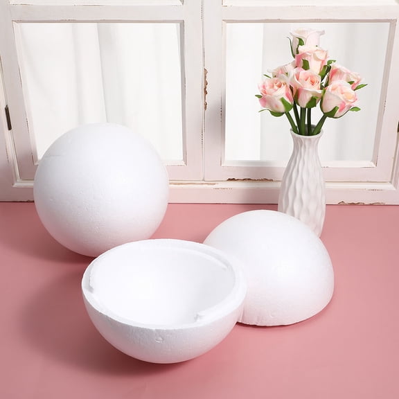 OUNONA White Hollow Foam Ball for DIY Crafts Unpainted Round Foam Sphere for Handmade Projects and Decorations