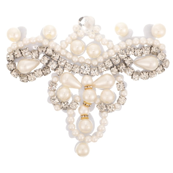 OUNONA Diy Apparel Patch White Rhinestone Decorative Clothes Fashion Style 1Pack