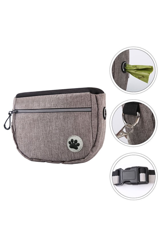 Dog Waist Bag Grey for Outdoor Training with Sealed Zipper and Adjustable Belt