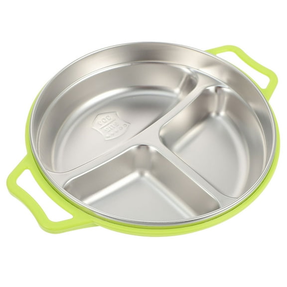OUNONA Double Handle Divided Kids Plate with 3 Compartments, Food Divider Serving Tray for Toddlers and Children