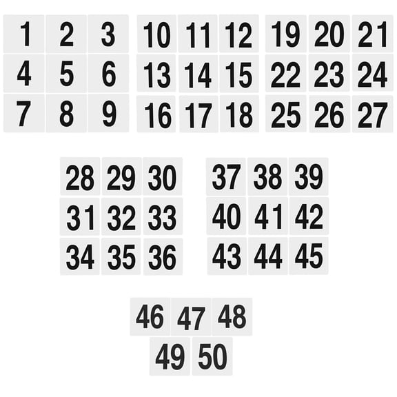 OUNONA White Plastic Wedding Table Numbers 1-50, Double Sided Number Tags for Events 1Set