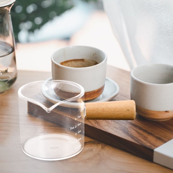 OUNONA Double Spout Espresso Glass Cup - Spill-Proof Pouring Design, Multi-Use Coffee Mug, 1 Pack