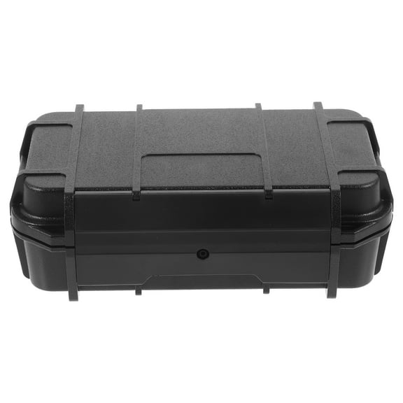 OUNONA Double-layer Storage Case Bins with Lid External Hard Drive Wicker Basket Black