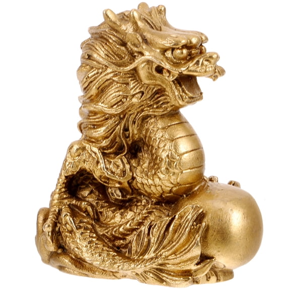 OUNONA Golden Dragon Statue Decorative Garden Sculpture for Indoor and Outdoor Use, 1 Piece Ornament
