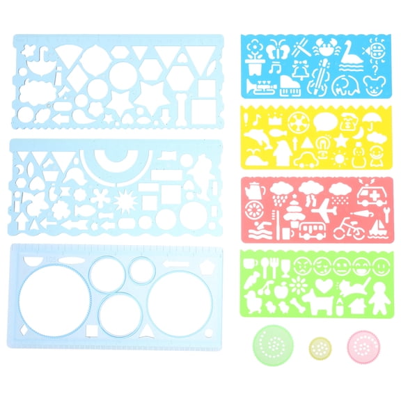 OUNONA Drawing Stencils Set for Adults and Students, Lightweight PP Templates for Architecture, Art, Design, Assorted Colors, 1 Set