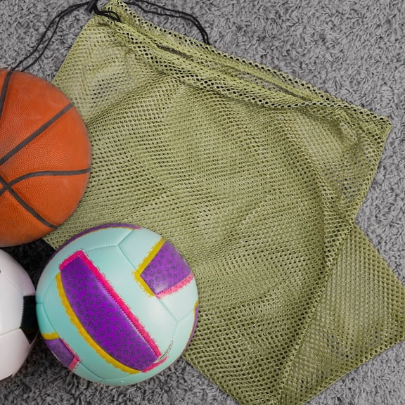 OUNONA Drawstring Gym Pouch Mesh Bag Basketball Volleyball Pouch Mesh Sports Equipment Bag Basketball Mesh Bag For Outdoor Activities