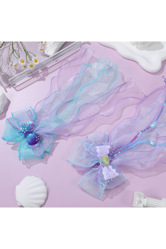 2Pcs Stylish Mermaid Hair Bows with Strong Grip for Daily Hair Styling