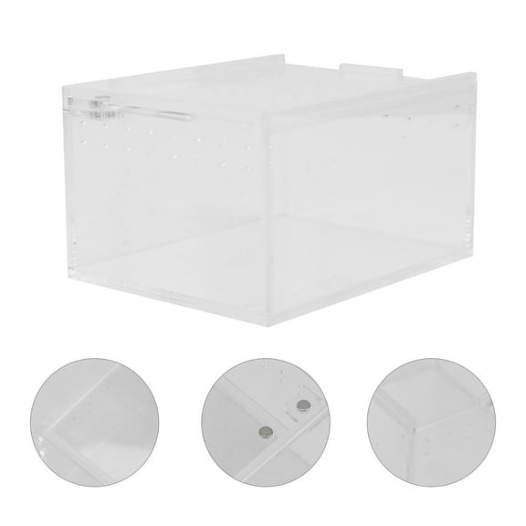 OUNONA Durable Acrylic Transparent Reptile Feeding Box for Pet Use Comfortable Space for Turtles Snakes 30x20x20 cm