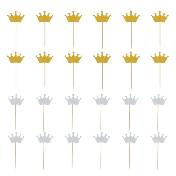 Homoyoyo Shaped Cake Toppers with Glitter Paper Picks for Wedding Party Decoration, Assorted Colors, 24 Pieces