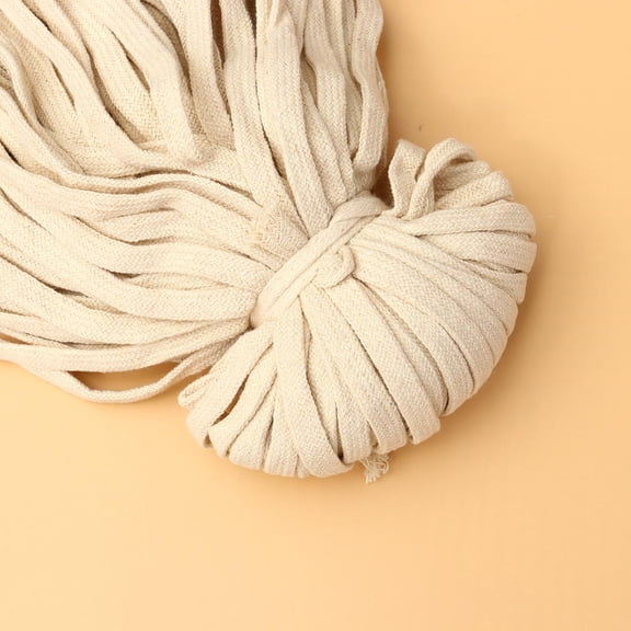 OUNONA Beige Cotton Flat Rope Roll for , Bag Straps, Costume Waistbands and Crafting Use
