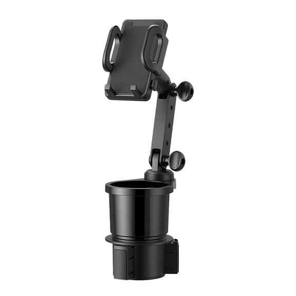 OUNONA Black Car Phone Holder and Cup Holder Mount, Secure Grip for Hands-Free Navigation and Easy Access