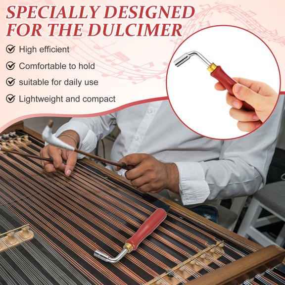 OUNONA Brown Dulcimer Tuning Tool with Build and Comfortable Grip for Precise Tone Adjustment