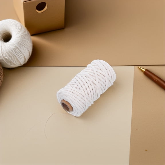 OUNONA Beige Twisted Cotton Rope for Macrame Weaving Crafting and Tapestry Projects