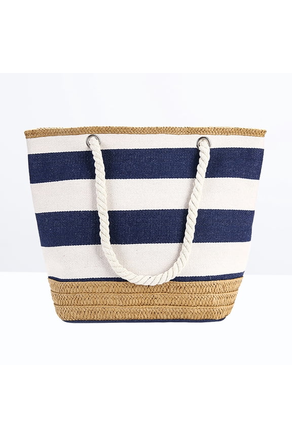 Good Stitching ped Tote Bag for Women made of Cotton in Blue and White for Travel 1Set