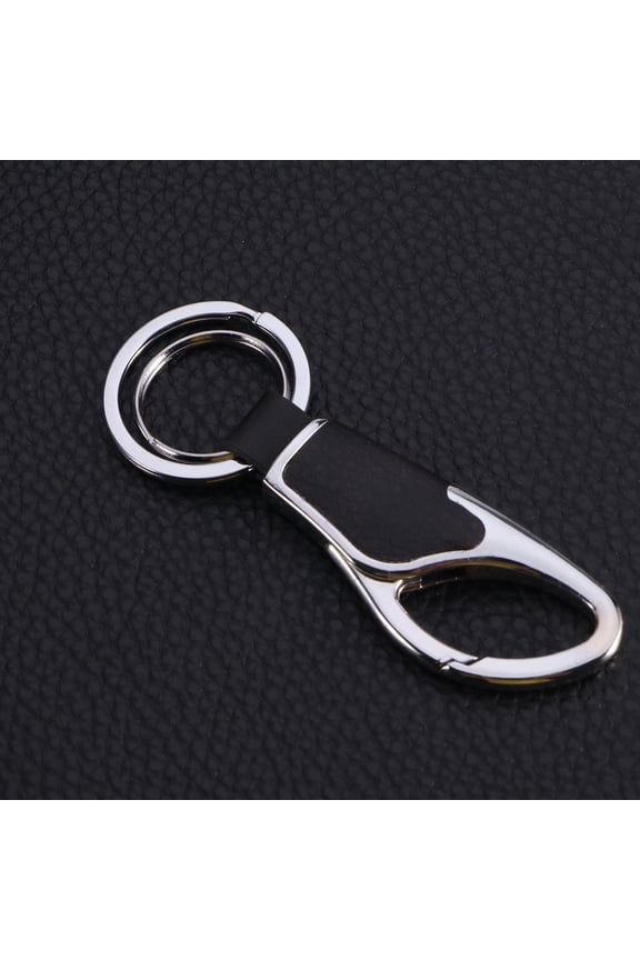 Durable Keychain for Key Organization Black Genuine Smooth Texture