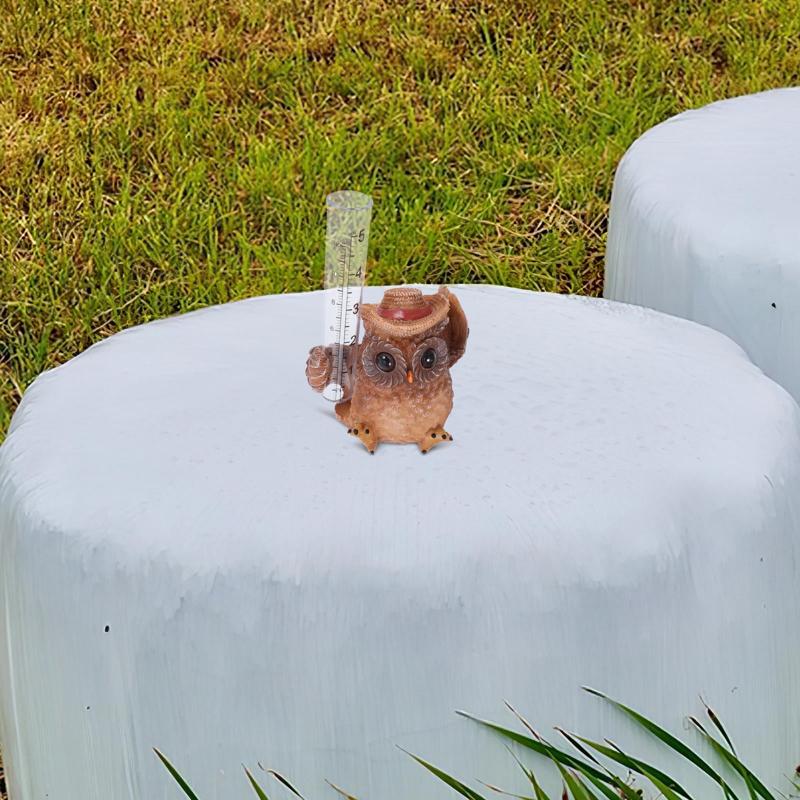 OUNONA 8.5 Inch Multi-Color Cartoon Owl Rain Gauge for Outdoor Use, Accurate Weather Measurement Tool