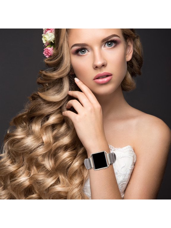 Plated Silver Fabric Watch Strap with Metal Frame Replacement Band Durable Comfortable for Watch