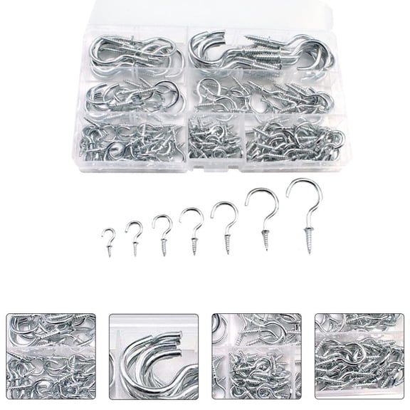 OUNONA Durable Plated Silver Screw Hanging Hooks for Kitchen Wall Ceiling Organizing Cups and Towels
