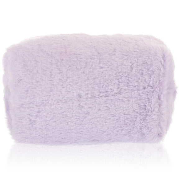 OUNONA Durable Plush Toiletry Storage Bag Purple Travel Cosmetic Pouch with Zipper