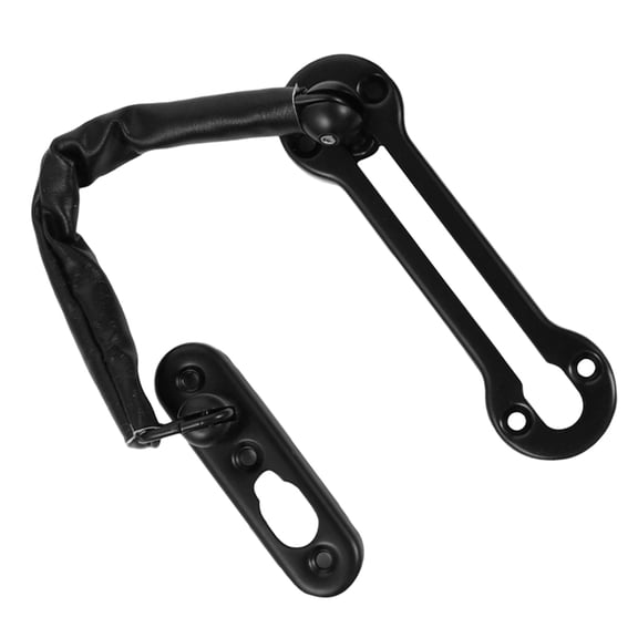 OUNONA Durable Stainless Steel Door Chain Lock in Black for Home Office Hotel Security and Safety