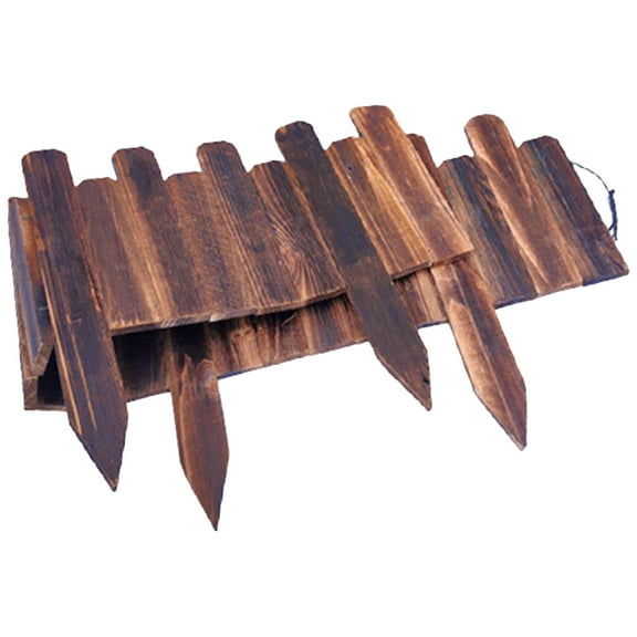 OUNONA Coffee Wood Garden Edging for Landscaping Fence, Natural Wood Border, Outdoor Yard Decoration, 1 Set