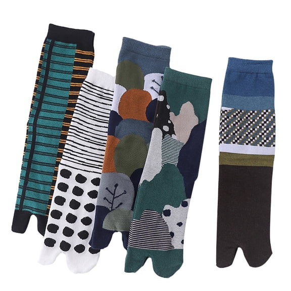 OUNONA 5Pairs Stylish Japanese Style Two-finger Sock Breathable Socks Decorative Socks