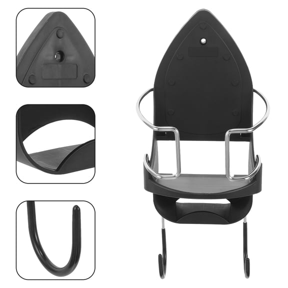 OUNONA White Metal Wall-Mounted Iron and Ironing Board Holder Organizer for Laundry Room Home Storage
