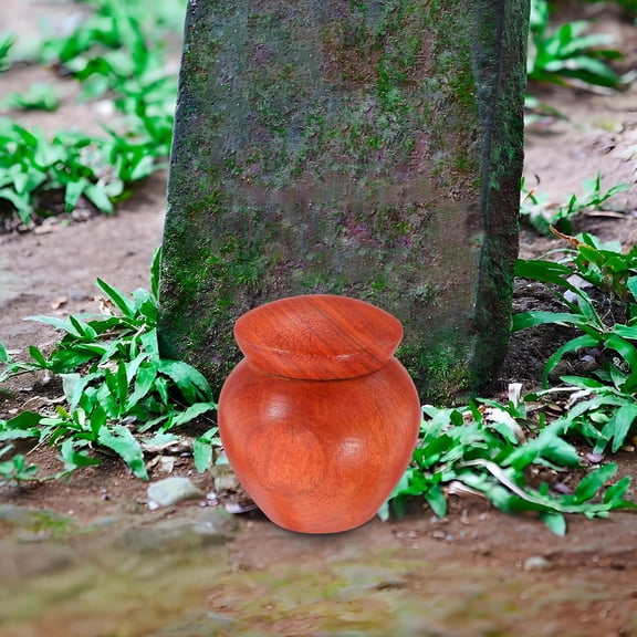 OUNONA Elegant Design Pet Memorial Box Wooden Urn Brown Storage For Adults 1Pcs